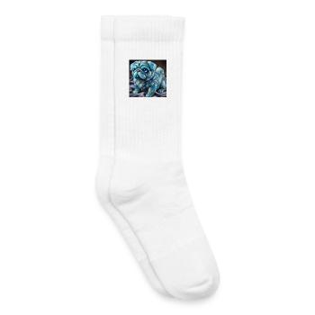 Blauer Kristall-Pug Dekorfigur - Kinder Tennissocken - Weiß - Rechts