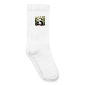 Panda eating! - Kids Tennis Socks - white - Right
