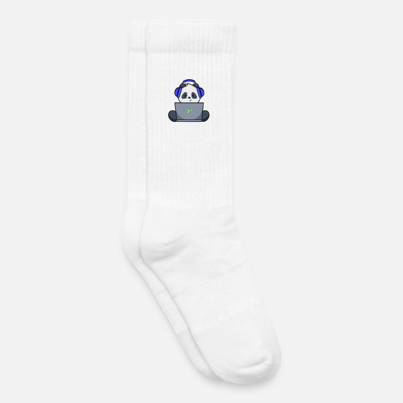 Gaming Panda mit blauem Headset - Kinder Tennissocken - Weiß