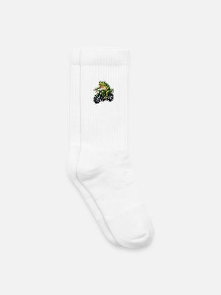 Frosch auf Motorrad - Kinder Tennissocken - Weiß