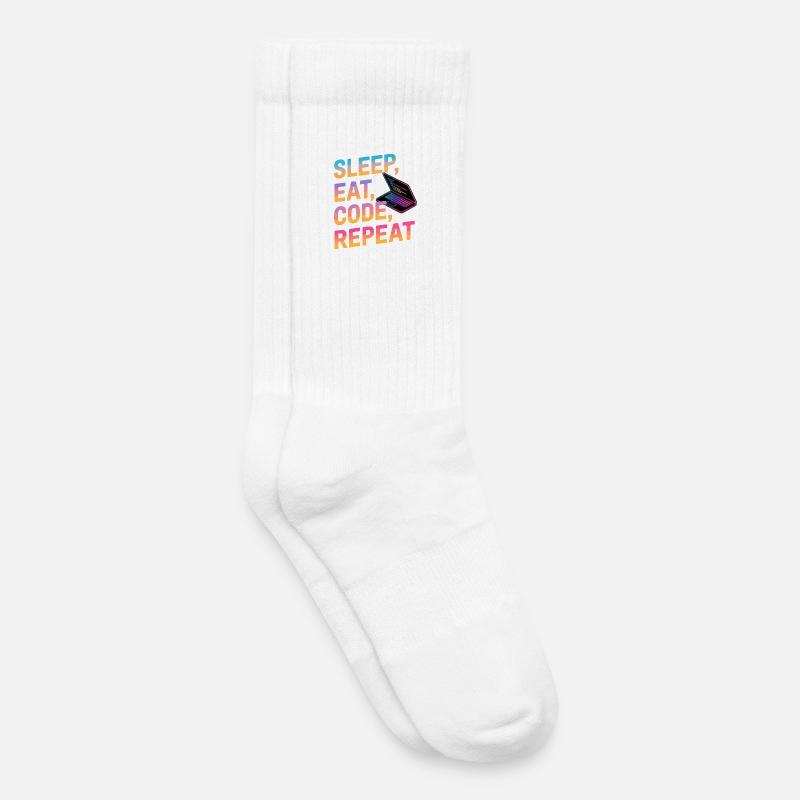 Sleep, Eat, Code, Repeat - Kids Tennis Socks - white