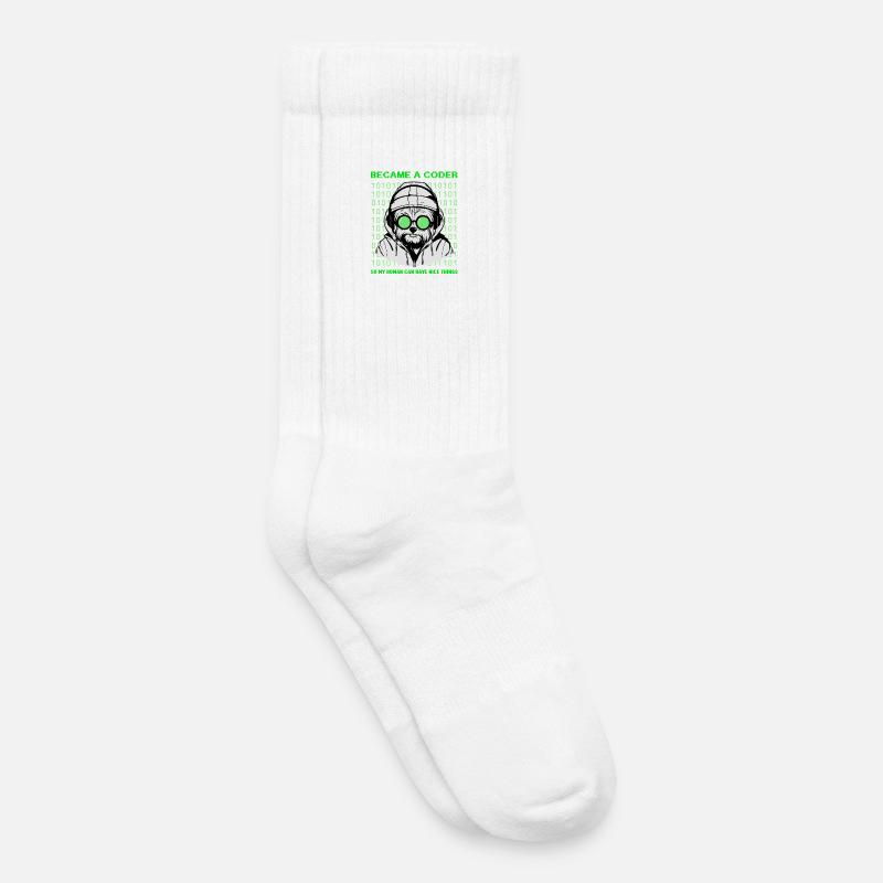 Became a Coder – Hacker Dog Binary Look - Kids Tennis Socks - white