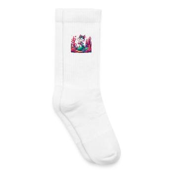 Sirène Sirène Chat Chat Eau Chat Cadeau - Chaussettes de tennis bio enfant - blanc - Droite