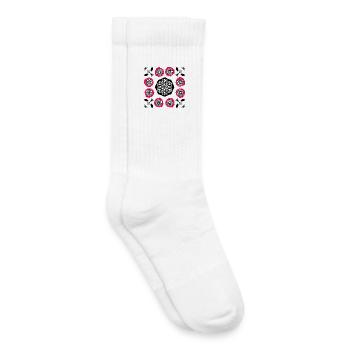 Flowerpower black and pink - Kids Tennis Socks - white - Right