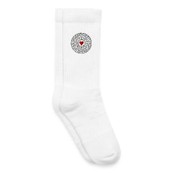Rotes Herz im Dunkelkreis - Kinder Tennissocken - Weiß - Rechts