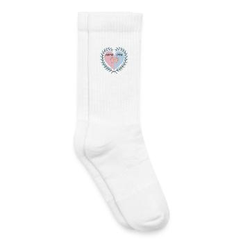 Mom & Dad Heart with Baby Feet - Kids Tennis Socks - white - Right