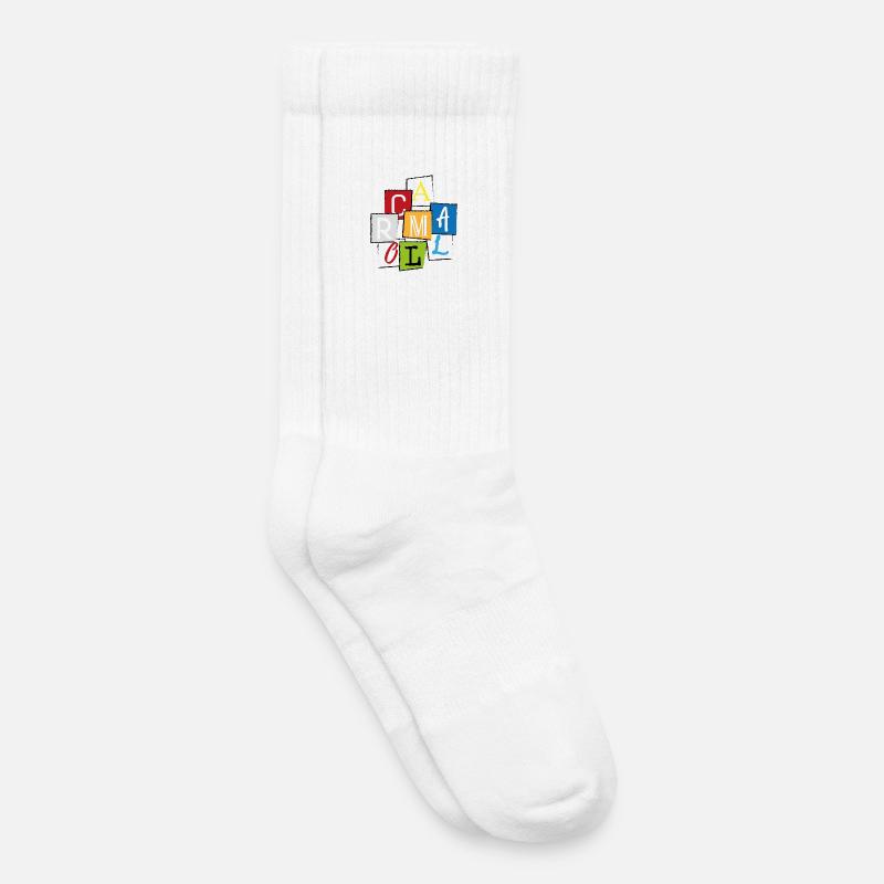 Mallorca "MLLRC" Bunte Buchstaben Collage Design - Kinder Tennissocken - Weiß