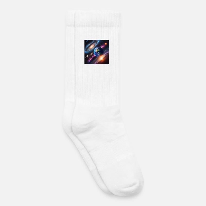 Système solaire / Solar System - Chaussettes de tennis bio enfant - blanc