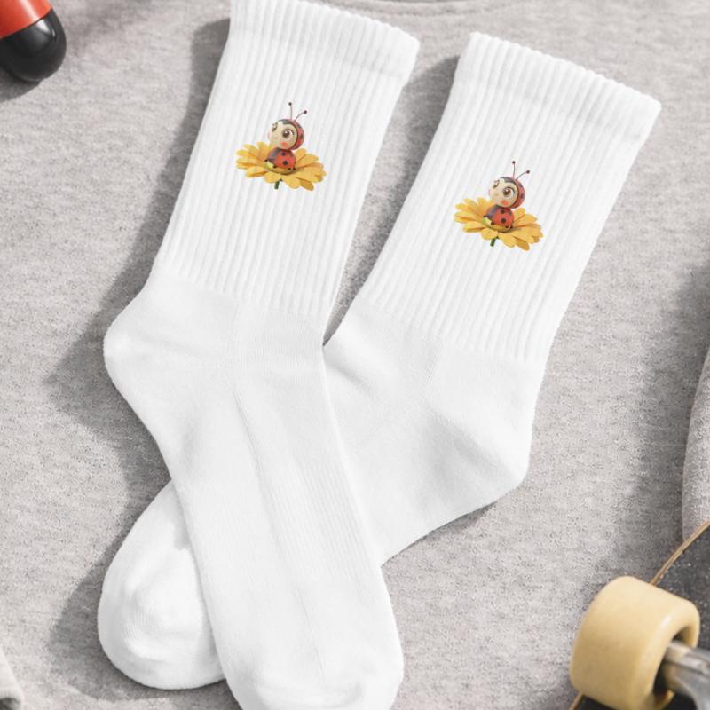 Cute ladybug on a flower Kids Tennis Socks