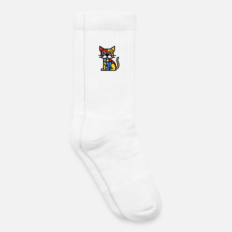 Buntes Bild eines kubistischen Hundes - Kinder Tennissocken - Weiß