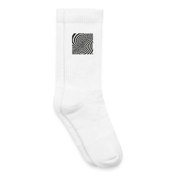 Optische Täuschung Spiralmuster in Schwarz-Weiß - Kinder Tennissocken - Weiß - Rechts