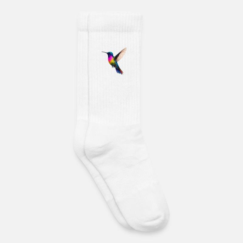 Lebendiges Regenbogen-Kolibri-Design - Kinder Tennissocken - Weiß