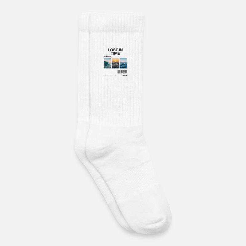 Verlorene Zeit: Miami Waves Triptychon - Kinder Tennissocken - Weiß
