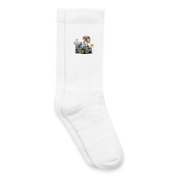 Conducteur de mouton de dessin animé dans un véhicule tout-terrain - Chaussettes de tennis bio enfant - blanc - Droite