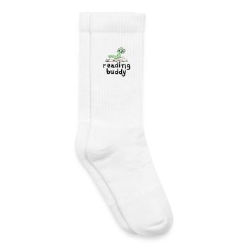 Reading friend Cute bookworm with book - Kids Tennis Socks - white - Right