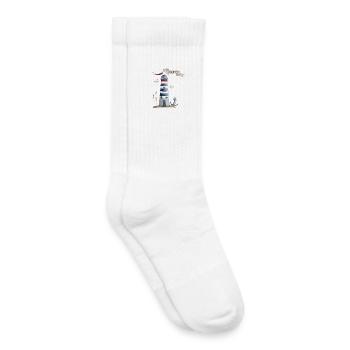 Leuchtturm mit Meerestieren und Banner - Kinder Tennissocken - Weiß - Rechts