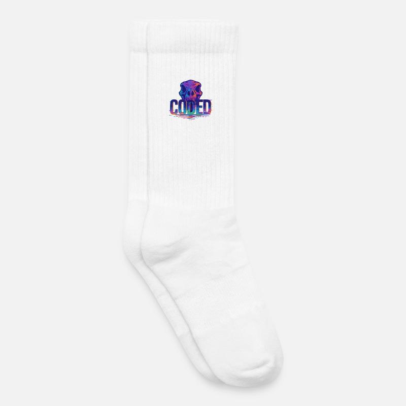 Coded_Dinoarmy - Chaussettes de tennis bio enfant - blanc