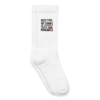 Humorvoller Pfannkuchen Körpertyp Zitat - Kinder Tennissocken - Weiß - Rechts