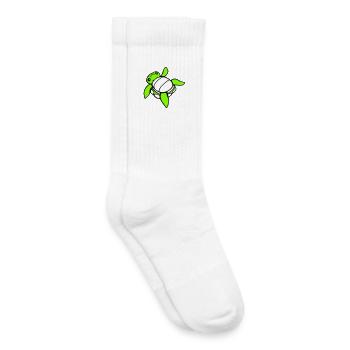 Turtle tipped over on its back helpless side cute - Kids Tennis Socks - white - Right