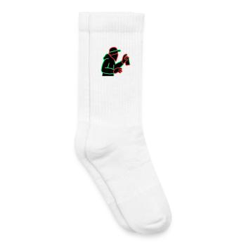 Neon Graffiti Sprayer Silhouette - Kids Tennis Socks - white - Right