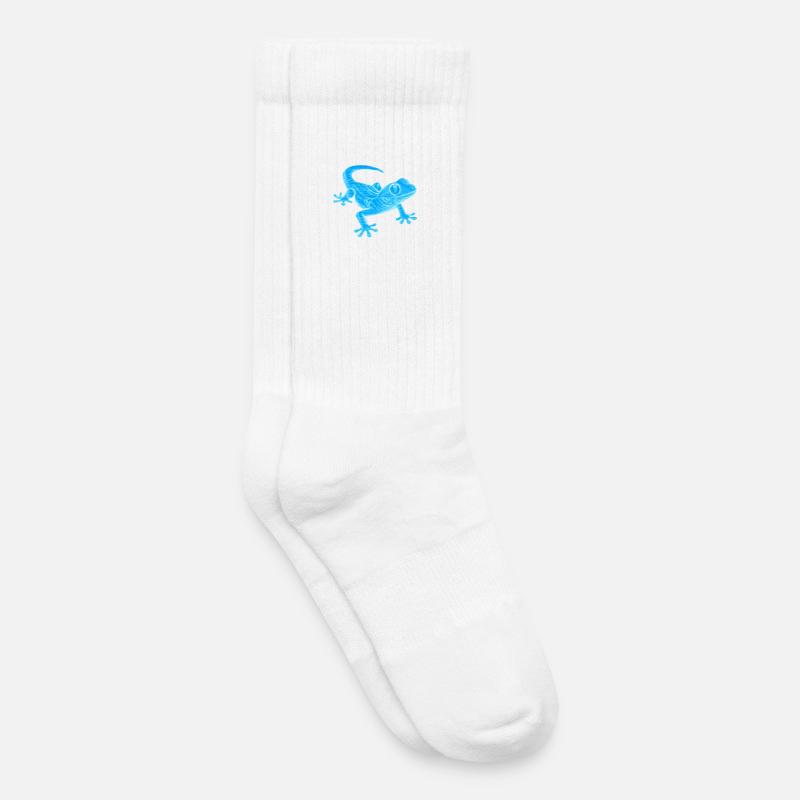 Blue Gecko Silhouette Pattern - Kids Tennis Socks - white