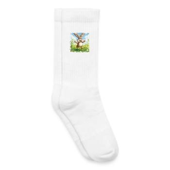Lapin joyeux dans la prairie printanière - Chaussettes de tennis bio enfant - blanc - Droite