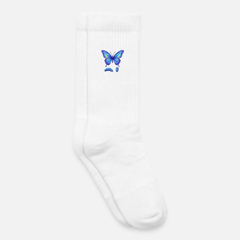 Blauer Gradientschmetterling - Kinder Tennissocken - Weiß