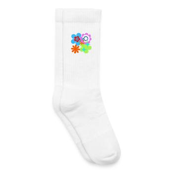 Kunterbunte Blüten und Sterne Psychedelische Flora - Kinder Tennissocken - Weiß - Rechts