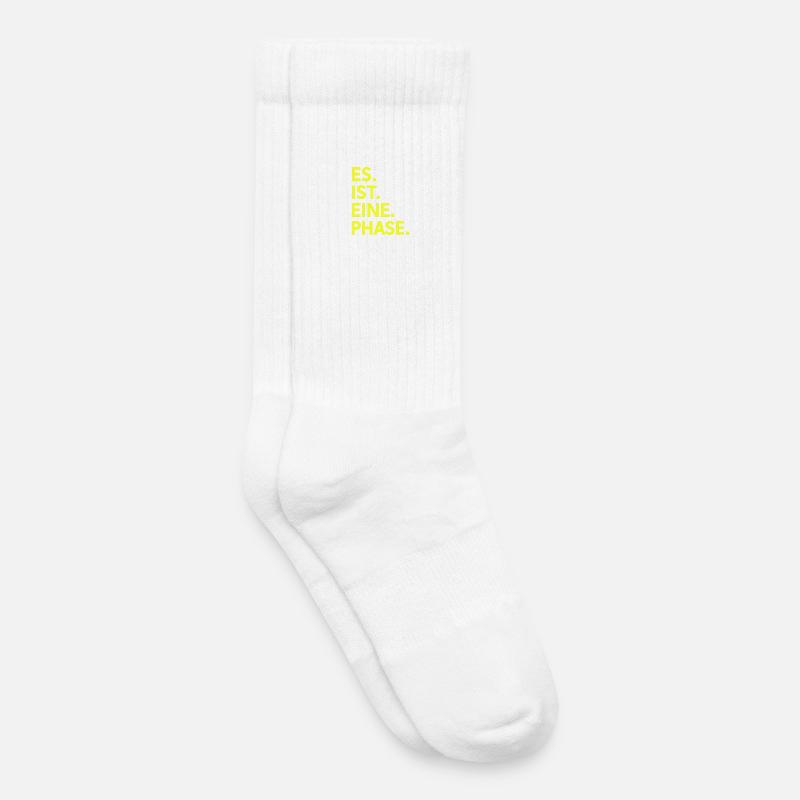 Es. Ist. Eine. Phase. Neongelb  - Kinder Tennissocken - Weiß