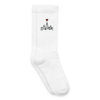 Urbanes Herz auf Skyline - Kinder Tennissocken - Weiß - Rechts