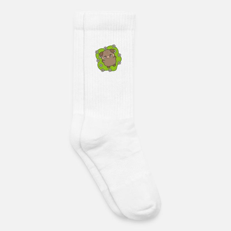 Fröhliches Schwein unter Gänseblümchen - Kinder Tennissocken - Weiß