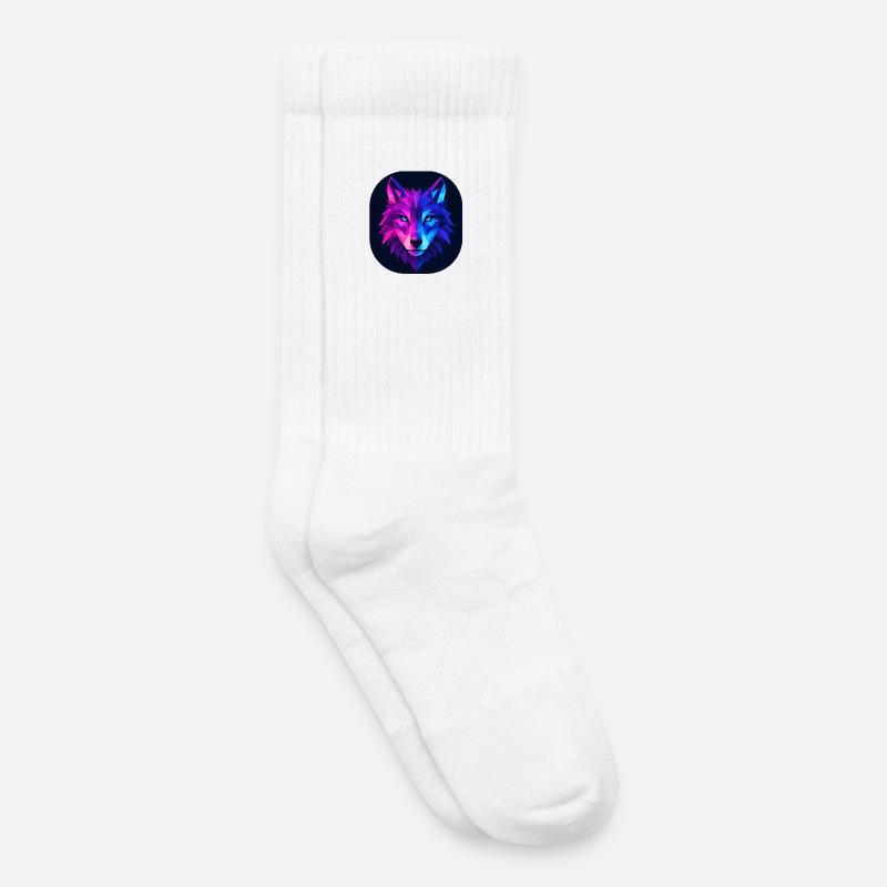 Lupus Wolf Neon Geomuster - Kinder Tennissocken - Weiß