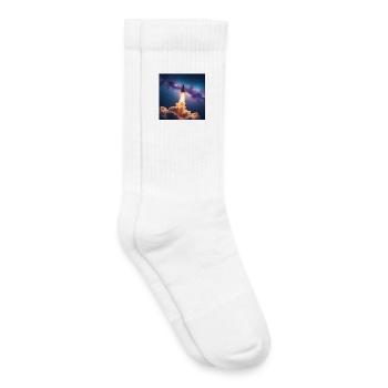Rocket jump through nebula galaxy - Kids Tennis Socks - white - Right