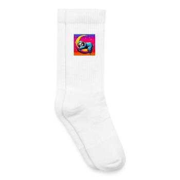 Sloth sleeps on the Moon - Kids Tennis Socks - white - Right