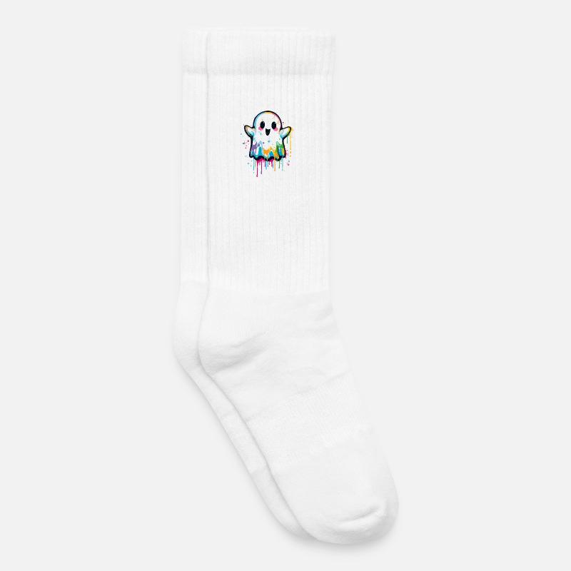 Bunter Graffiti Geist – Süß & Halloween Style - Kinder Tennissocken - Weiß
