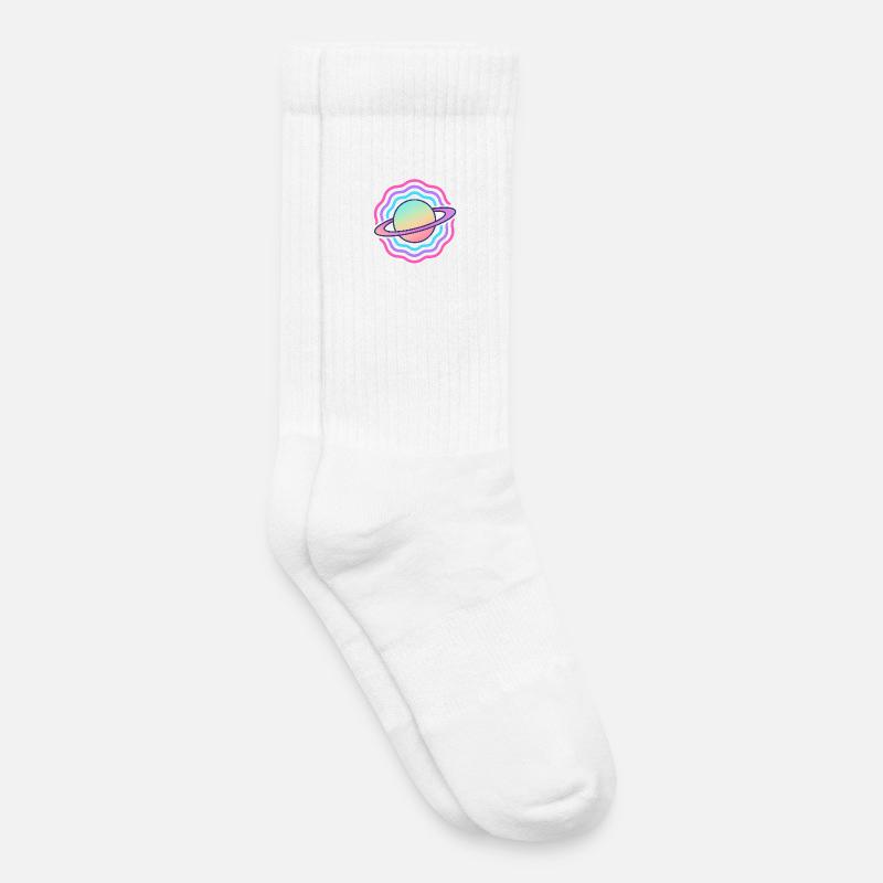 Cosmic Planet Stylized Galactic Sphere - Kids Tennis Socks - white