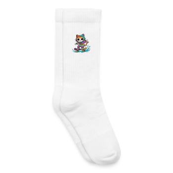 Mehrfarbiges Katzen-Skateboard - Kinder Tennissocken - Weiß - Rechts