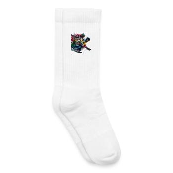 Des skieurs colorés sur les pistes - Chaussettes de tennis bio enfant - blanc - Droite
