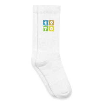 55. Geburtstag Farbige Patches since 12/1970 - Kids Tennis Socks - white - Right