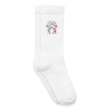 Neon-Meerschweinchen mit Kopfhörer - Kinder Tennissocken - Weiß - Rechts