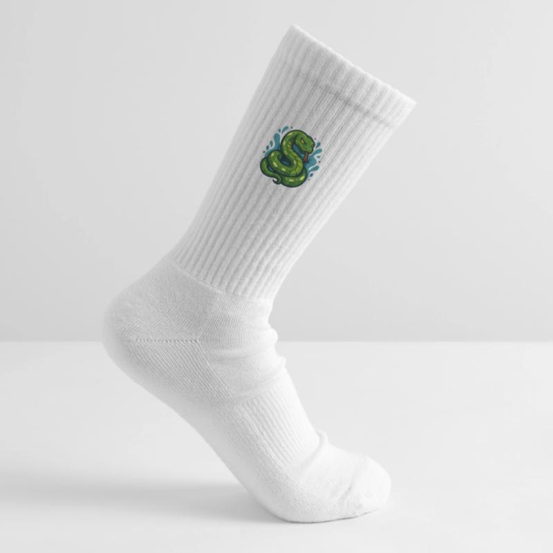 Green Tree Python Snake in Wave Kids Tennis Socks