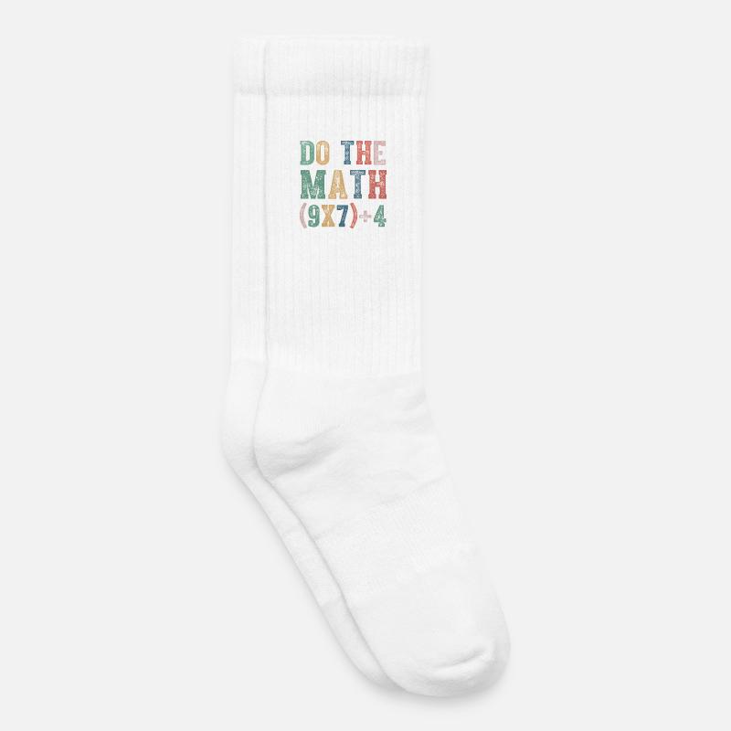 Faire le Math 67 Mème Drôle Six Sept - Chaussettes de tennis bio enfant - blanc