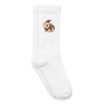Dinosaure stégosaure à Noël - Chaussettes de tennis bio enfant - blanc - Droite