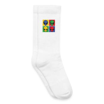 Aliens Pop Art Pop Art Alien Heads Alien Faces - Kids Tennis Socks - white - Right