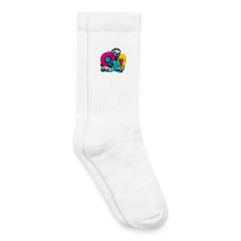 Faultier mit Schallplatten, Musikliebhaber Pop Art - Kinder Tennissocken - Weiß - Rechts