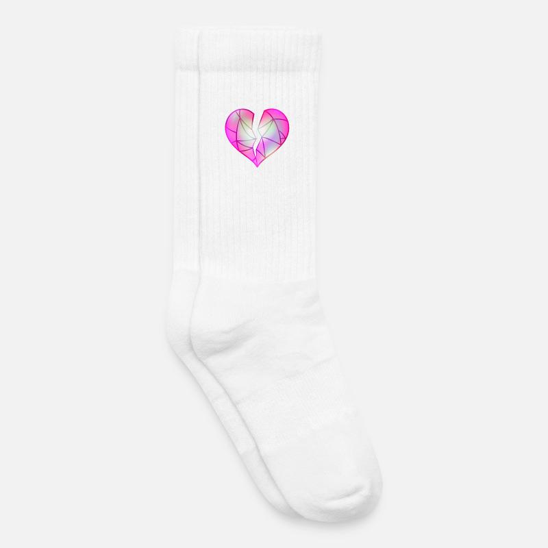 Gebrochenes Rosa Herz - Kinder Tennissocken - Weiß