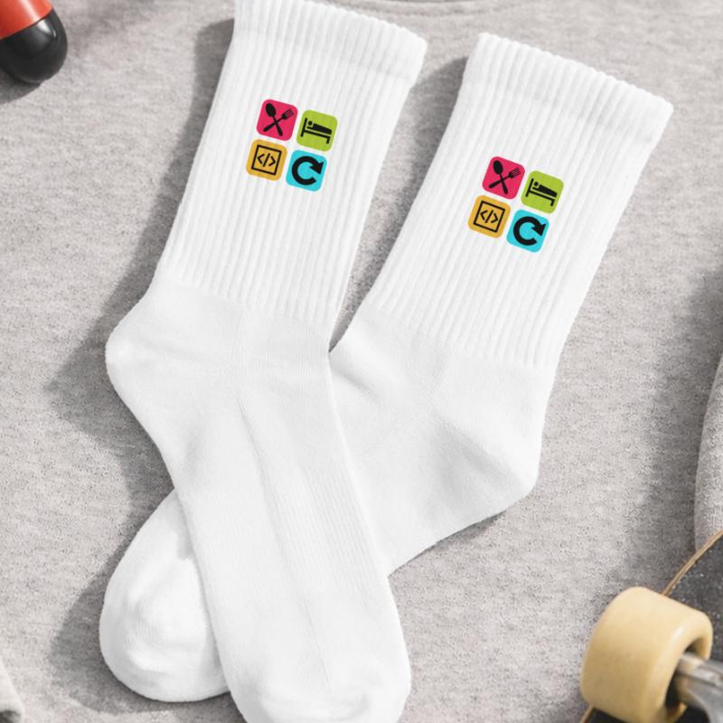 Manger Dormir Code Répéter Citation drôle Dev Chaussettes de tennis bio enfant