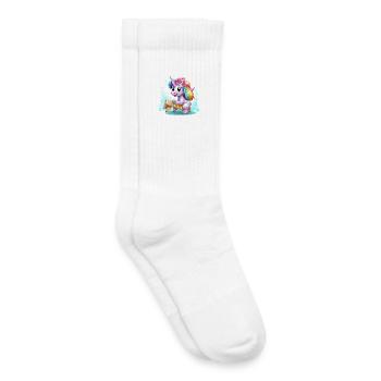 Regenbogen Einhorn Schlitten - Kinder Tennissocken - Weiß - Rechts