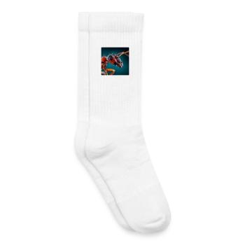 Macro de la fourmi rouge – Portrait détaillé d’insecte - Chaussettes de tennis bio enfant - blanc - Droite