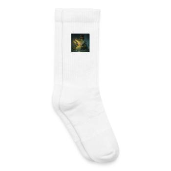 Elegant swamp crocodile with drink & top hat - Kids Tennis Socks - white - Right